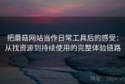 把蘑菇网站当作日常工具后的感受：从找资源到持续使用的完整体验链路