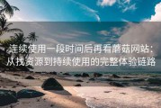 连续使用一段时间后再看蘑菇网站：从找资源到持续使用的完整体验链路